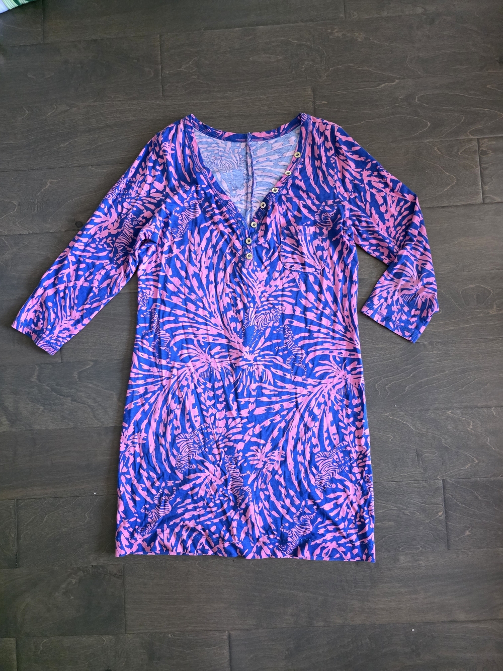 Lilly Pulitzer Pink & Blue Printed Henley Dress
